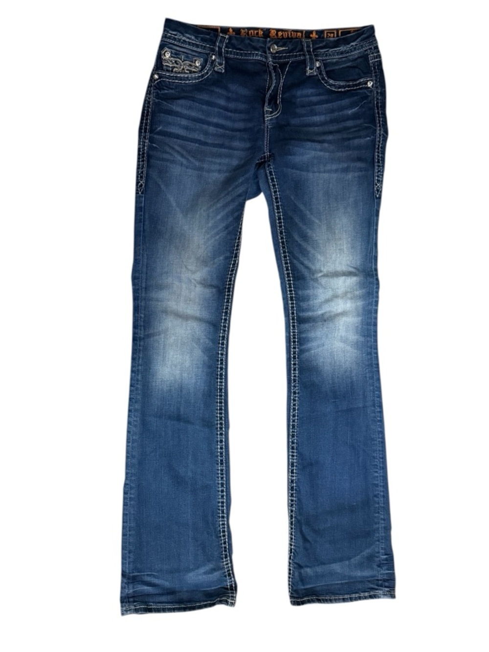 Rock Revival Women's Curvy Mid-rise July Bootcut Jeans Size 28 Embroidered
